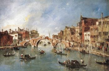 Francesco Guardi : The Three Arched Bridge at Cannaregio